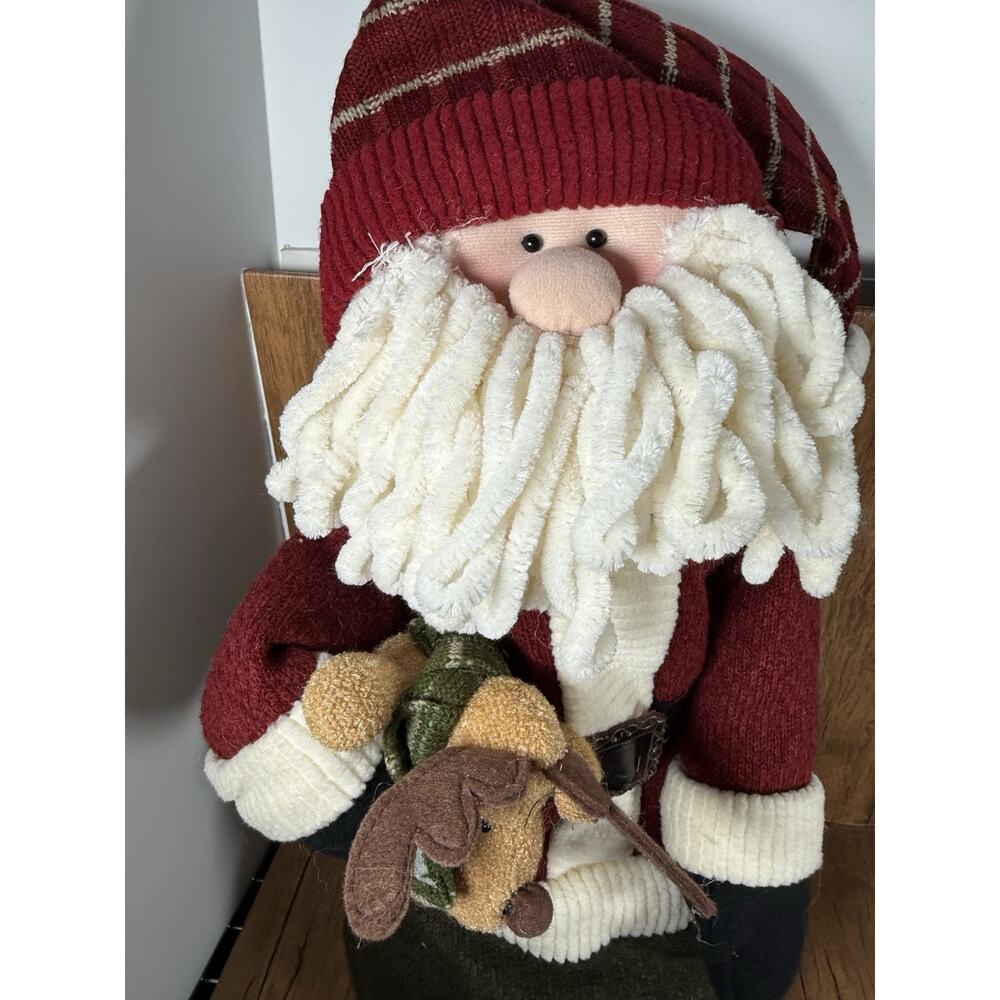 Christmas Santa Claus Weighted,Stuffed Cloth Plush Figurine Decoration 17 in - Picture 2 of 5